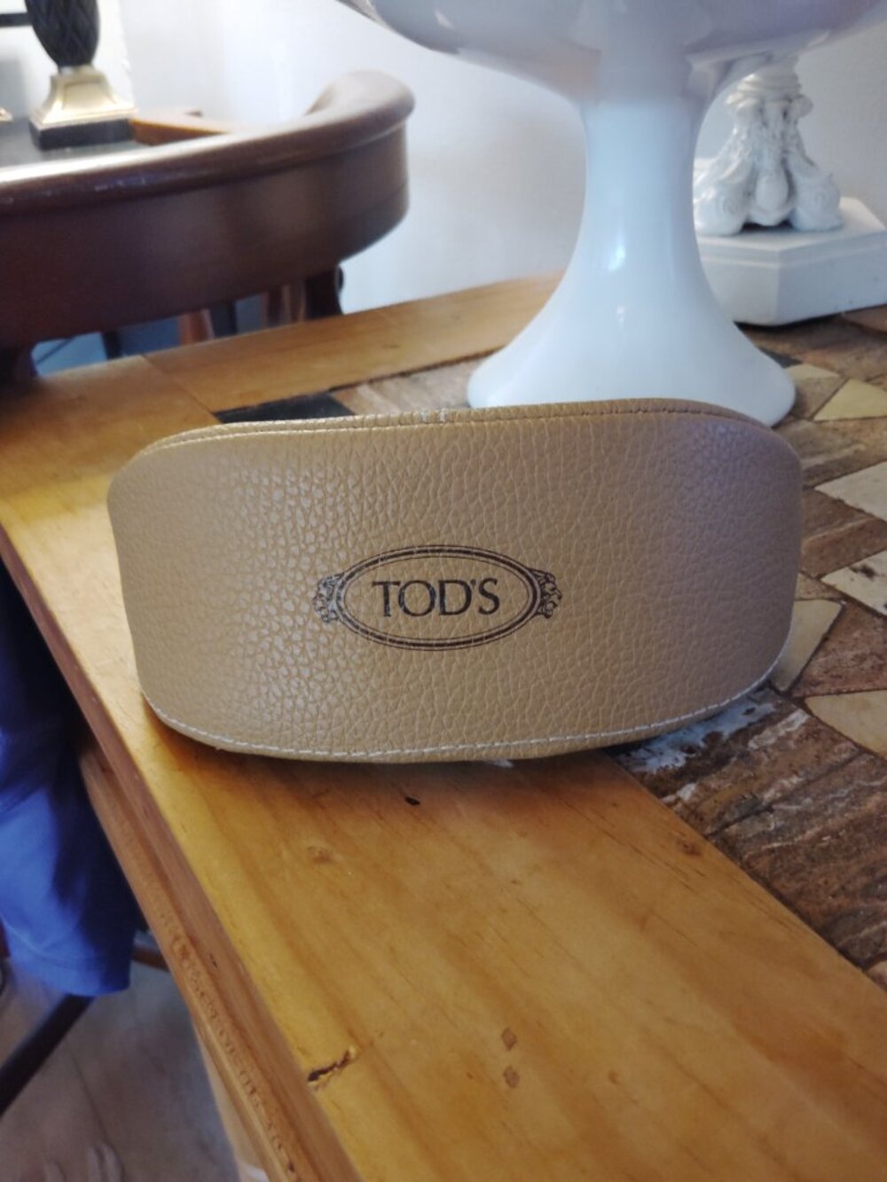 Tod's Beige Leather Eyeglass Case Dust Cloth Included